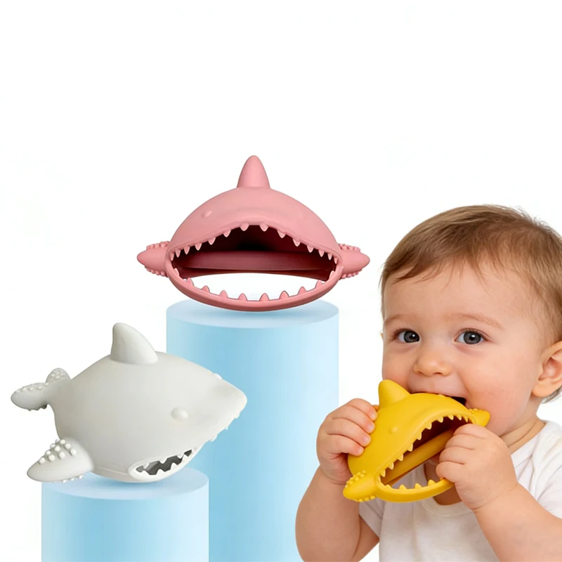 

1 шт. силиконовая перчатка-прорезыватель для младенцев в форме акулы, предотвращающая сосание пальцев ​ Массажный прорезыватель для десен Molar Stick, аксессуар для малышей