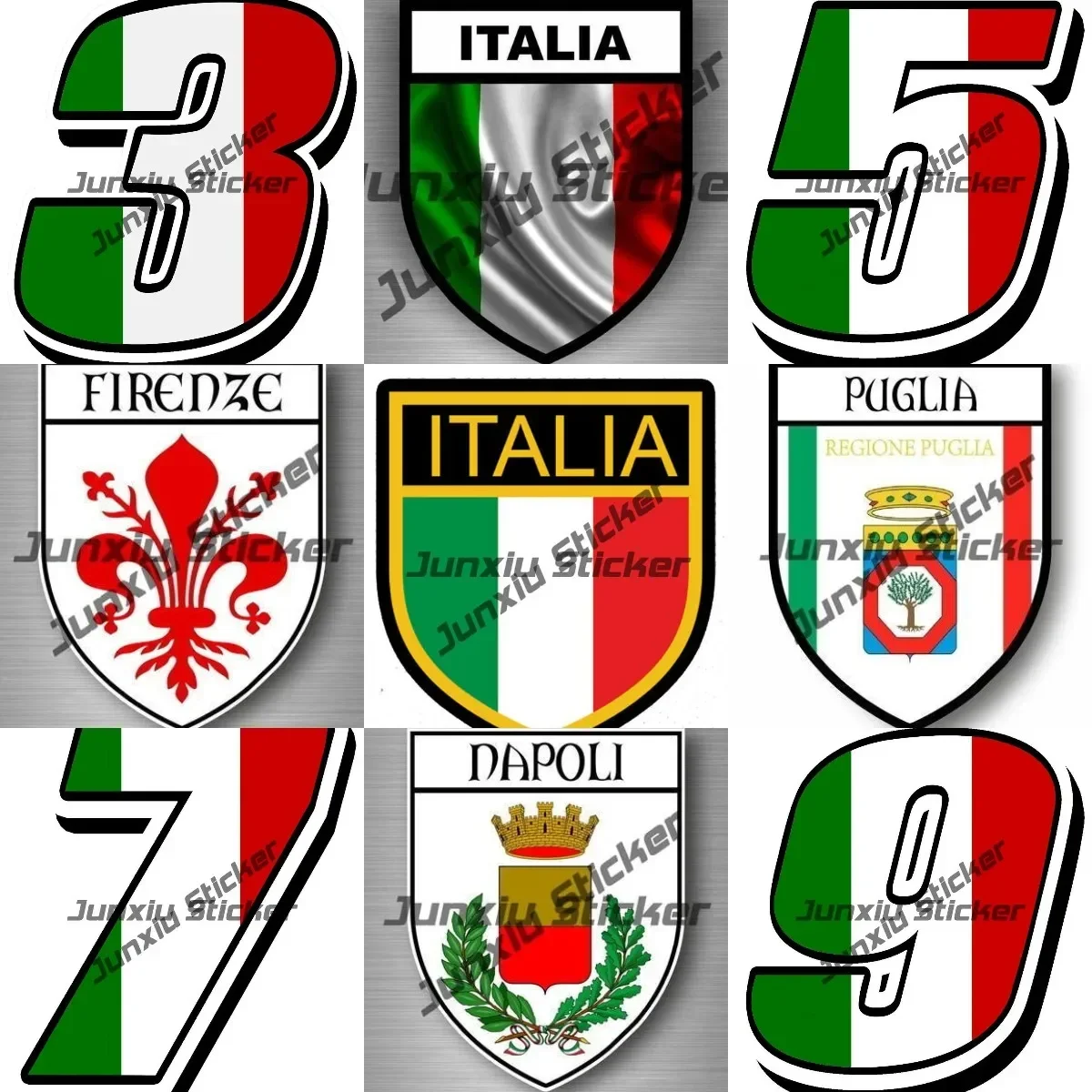 Italy City Shield Seal Souvenir Decal Coat of Arms Shield City Flag Genoa Apulia Italian Flag Styling Racing Number Motocross