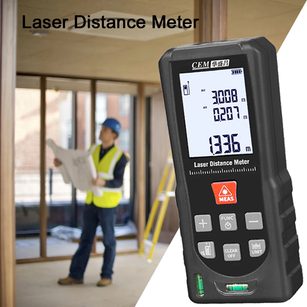 492 Ft Digital Laser Distance Meter 150m with 2 Bubble Levels，99 Sets Data Storage Pythagorean, Distance, Area, Volume Measuring