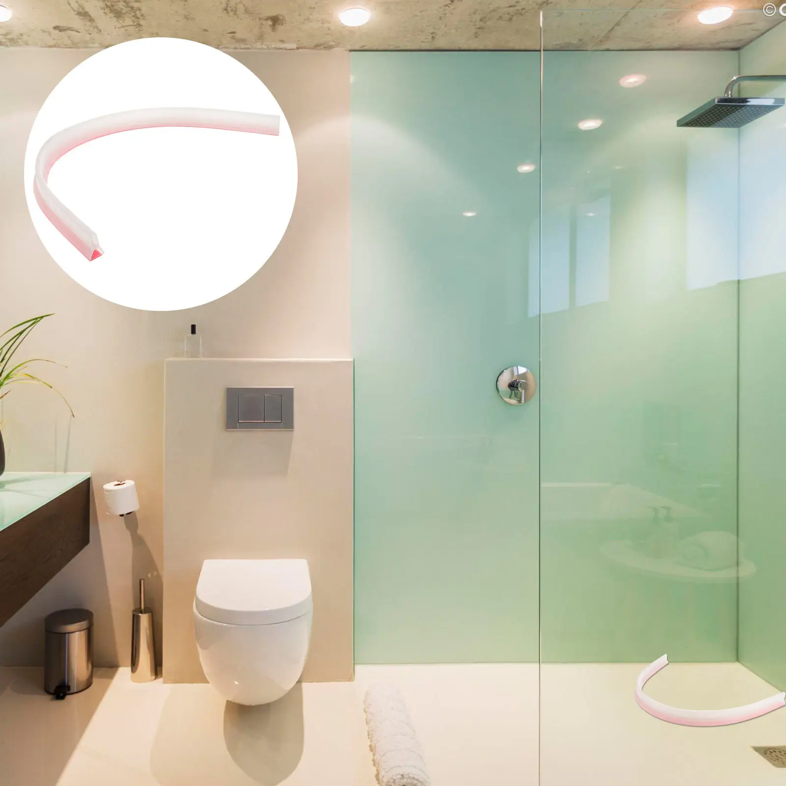 Shower Water Dam Barrier Retention System Bathroom Water Retaining Strip Soft Silicone Bendable Door Bottom Weather Stripping