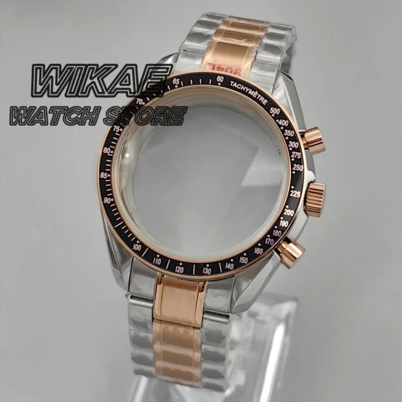 40mm Luxury Two Tone Rose Gold VK63 Chronograph Watch Case Stainless Steel Strap Fit VK63 VK64 Quartz Movement Watch Accessories
