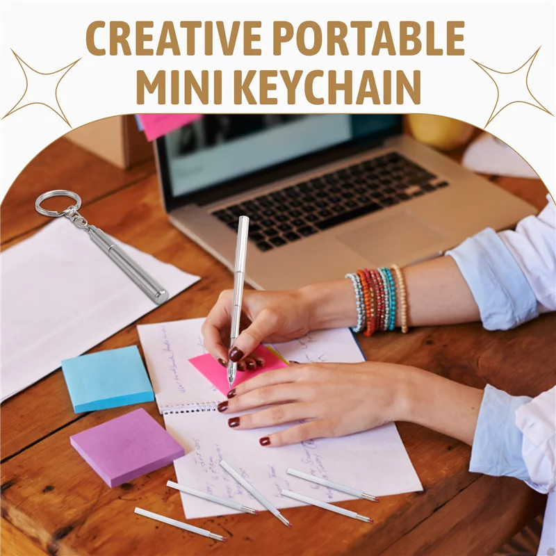 Llavero portátil, bolígrafo telescópico de acero inoxidable, bolígrafo telescópico, herramienta para viajes al aire libre