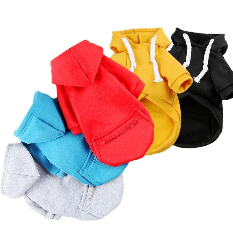 Pet Clothes for Large Dogs Fashion Dogs Hoodies Cute Solid Puppy Sweatshirt with Pocket Autumn Cat Hoodies with Zip Pet Costumes