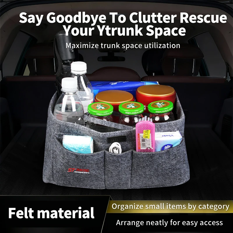 

Car Felt Box With Removable Dividers Food Storage Case Auto Accessories For Ford ST Line Racing RS S Kuga Fiesta Fusion