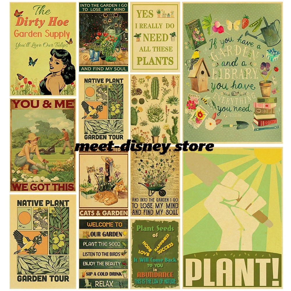 Classic Botanical Garden Poster Nostalgia Wall Art Plants Creative Decoration Skateboard Harajuku Kraft Paper Prints Poster