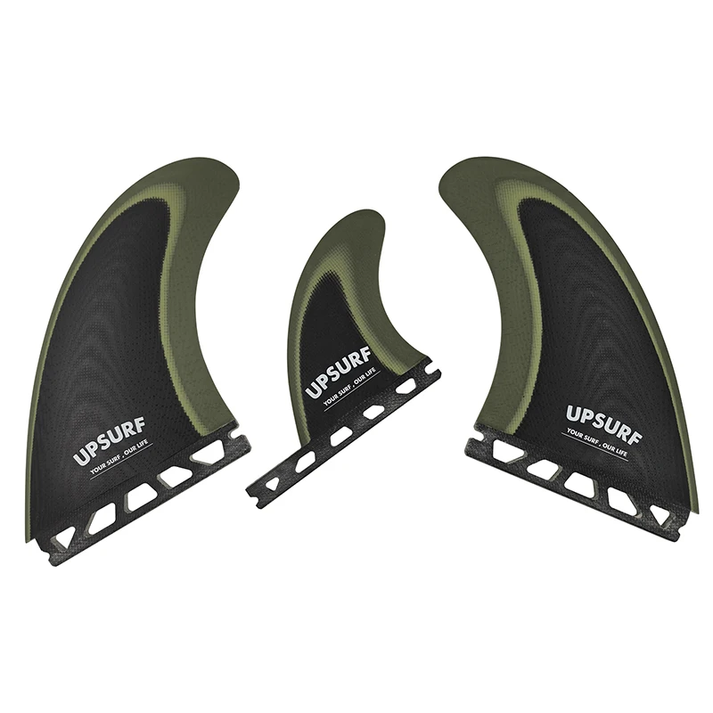 

UPSURF Future Surfboard Fin Quillas surf Green Set T1 3 FINS Thruster Fiberglass System Single Tab Surfing Accessory
