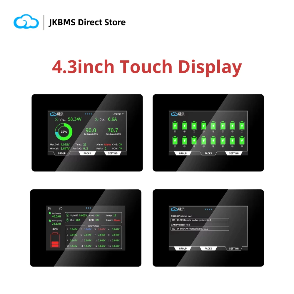 JIKONG JK BMS LCD Display Screen 3.2" 4.3" Monitor Intelligent Battery Level Indicator Active Balancer Accessories view 5