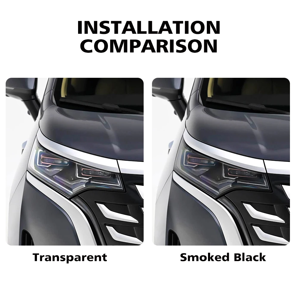 

Для Denza D9 2024-2026: Комплект глянцевой дымчато-черной предварительно вырезанной защитной пленки из ТПУ для фар автомобиля (PPF), виниловая пленка-накладка с защитой от царапин