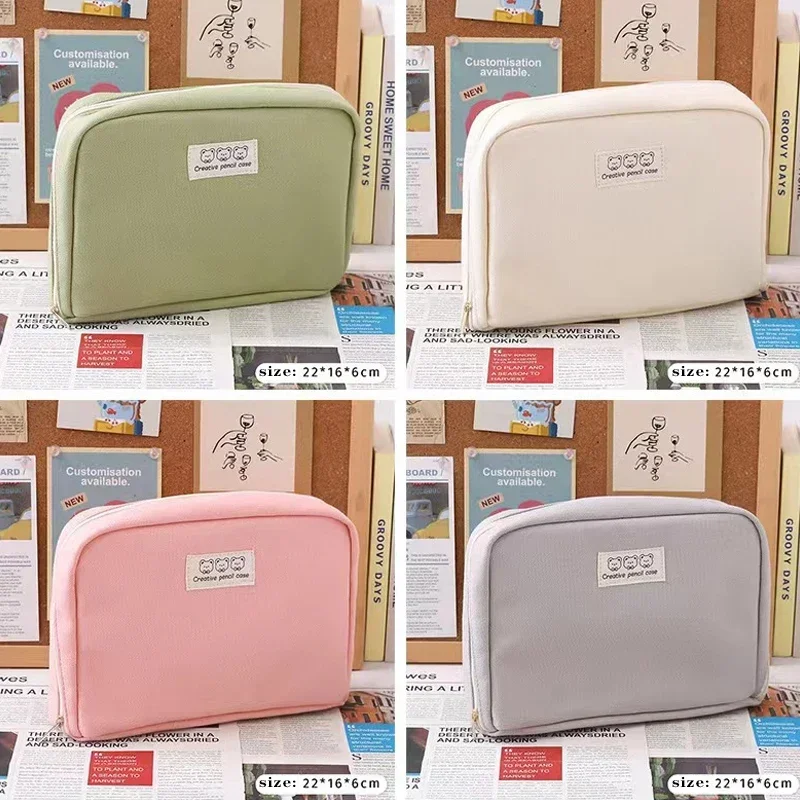 حقيبة أقلام رصاص ذات سعة كبيرة للغاية ، قماش كاواي ، فتحة 90 درجة ، حقيبة مستحضرات تجميل عالية الجودة ، أدوات مكتبية للطلاب ، مستلزمات مدرسية #6