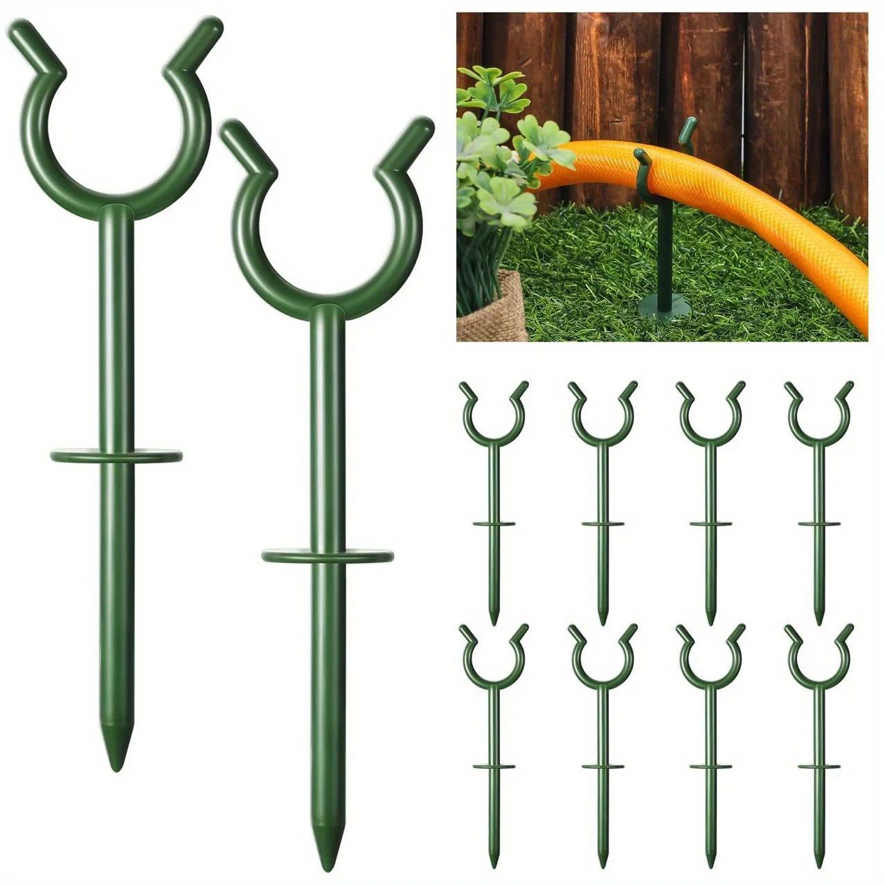 10Pcs Garden Hose Guide Nails, Non-slip Water Pipe Positioning Bracket, Lawn Irrigation Hose Spike Holder for Yard Outdoor Use