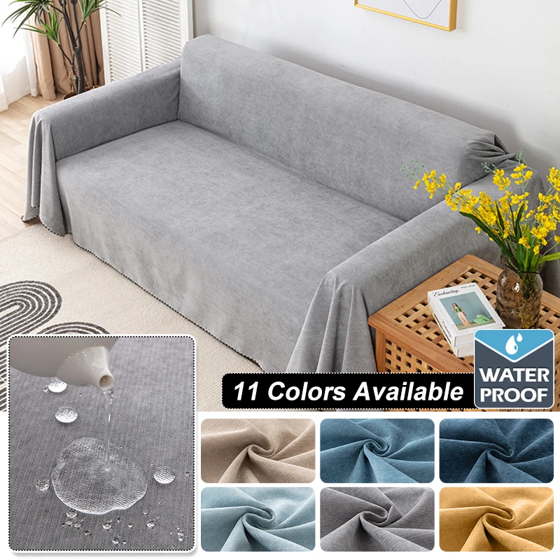 Waterproof Sofa Blanket Multipurpose Solid Color Furniture Cover Durable Fabric Dust-proof Anti-scratch Home Living Room Decor