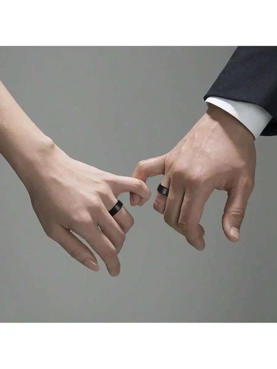 

Black Titanium Steel Ring For Couples Engraved I Love You Hypoallergenic Gift For Valentines Day