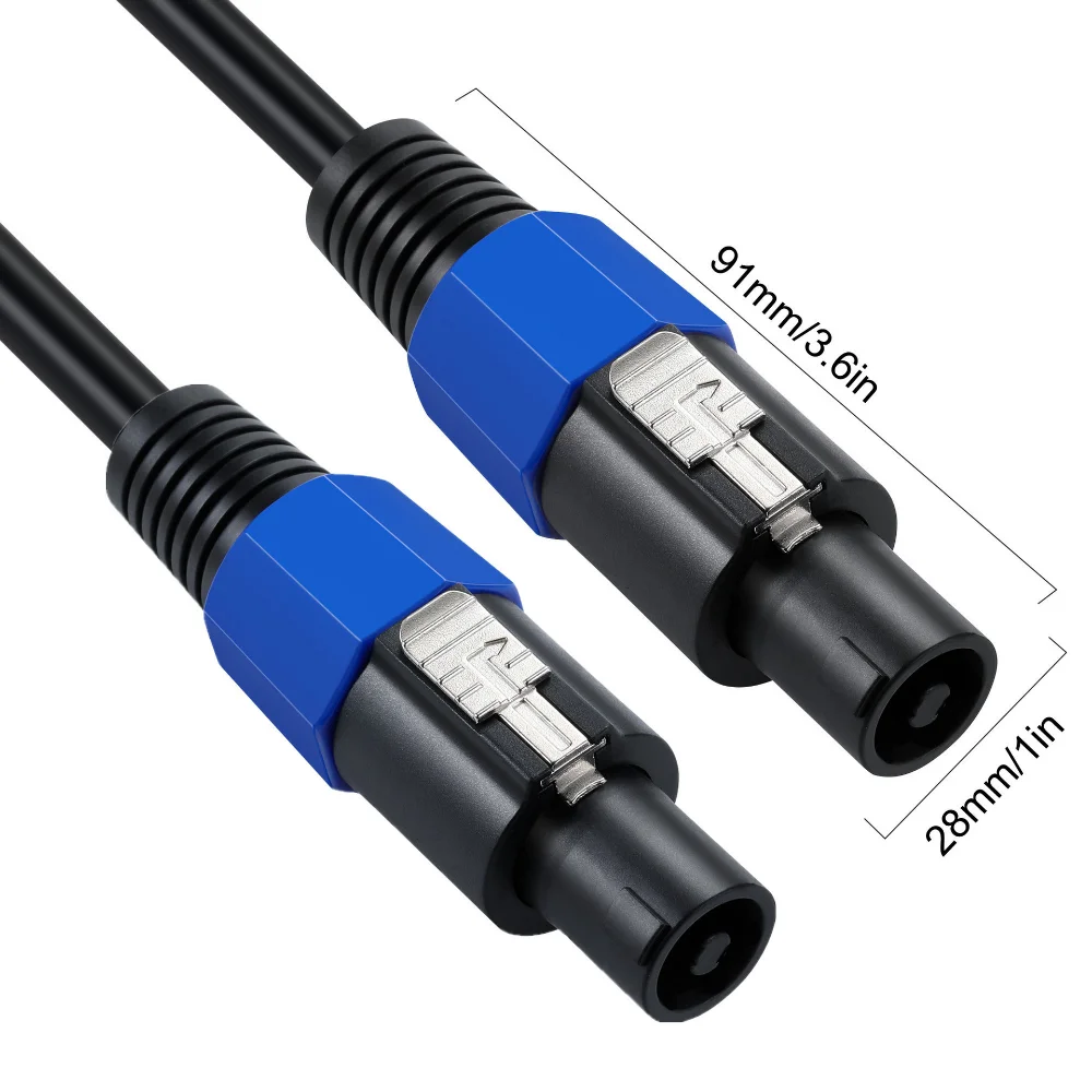 Speakon Speaker Cable 1.6mm² Premium Speakon to Speakon Audio Cable Cord with NL4FX (NL4FC) Connector 2 Conductor 6FT 10FT/50FT