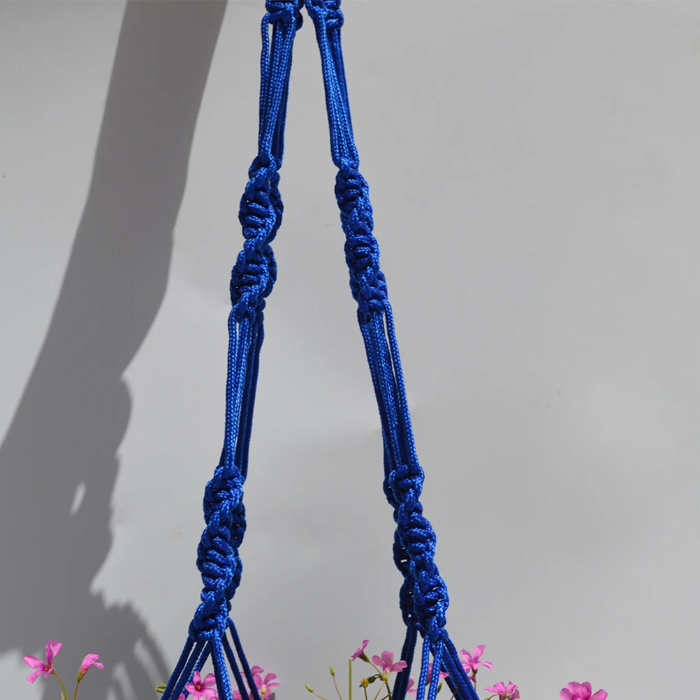 

Woven Mesh Hanging Basket Plant Hanger For Indoor Outdoor Ceiling Deck Balcony Decor Yellow Sturdy Retro Pot Holder Home Storage