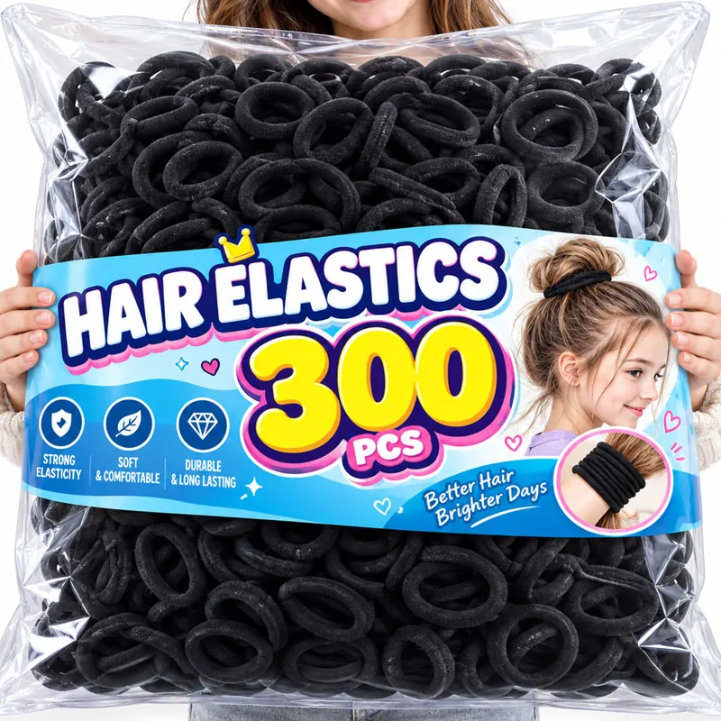 300/10pcs High Elastic Hair Bands for Women Girls Black Basic Hair Tie Headband Simple Ponytail Holder Headwear Hair Accessories