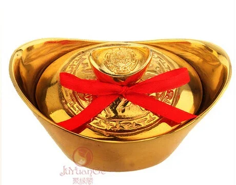 SCY  326+++The copper gold ornaments open cover gold ingot large Buddhist worship activities of Feng Shui felicitous wish of mak