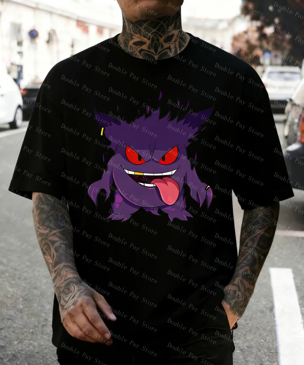 بوكيمون جينغ جي التعاون قصيرة الأكمام تي شيرت للرجال قمصان الصيف بوكيمون أنيمي الملابس الطرفية القطن تي شيرت