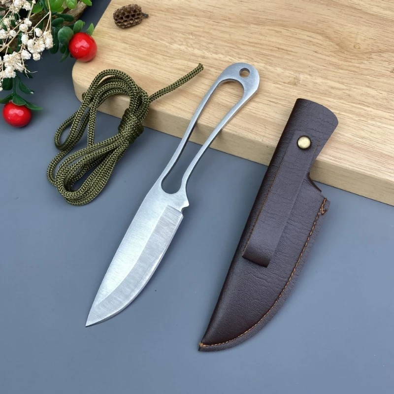 2026 New Portable Small Straight Knife for Hiking Camping Survival EDC Knife Pocket Knife with Rope Sheath