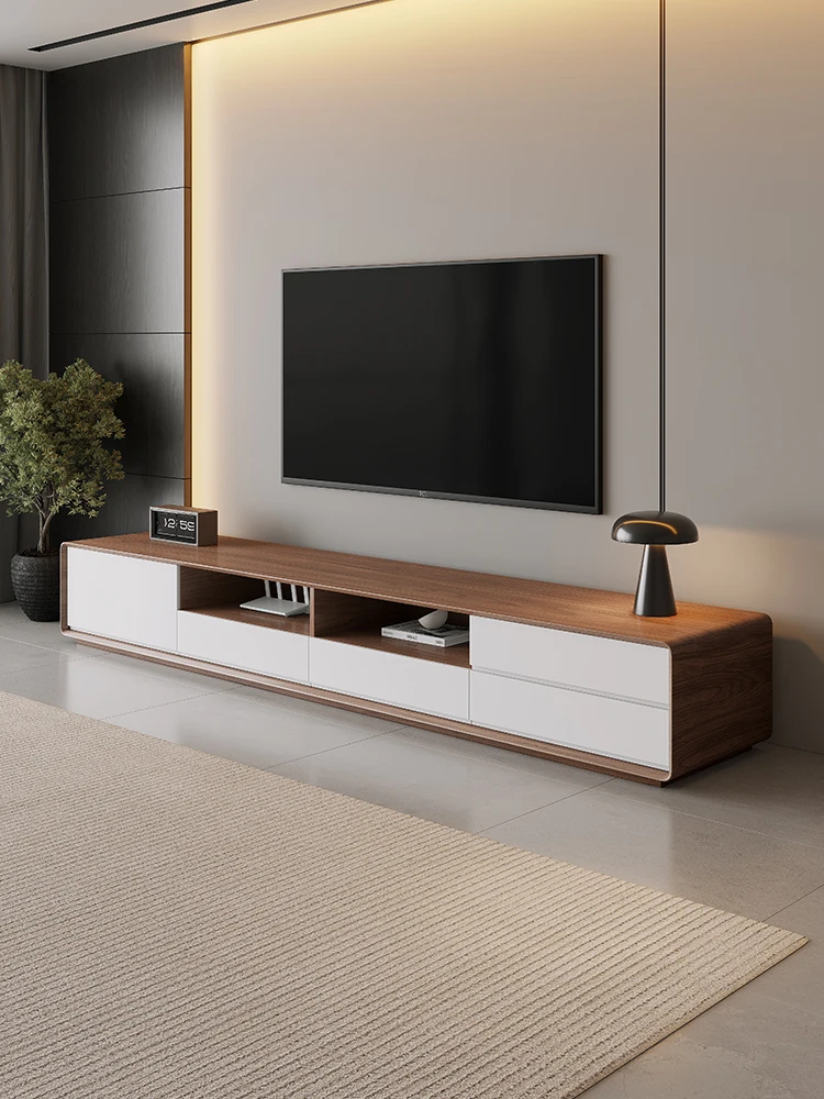 

yk-Simple Living Room Wooden TV Cabinet Coffee Table Combination Modern Nordic Design Solid Wood Floor Standing TV Stand！