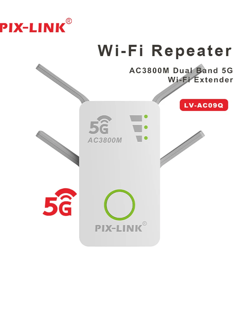 PIX-LINK AC3800M Wireless Repeater WiFi Router Extender 4 Antennas Wall-Through Strong WiFi 5g Booster Wi-Fi Range Extende AC09Q