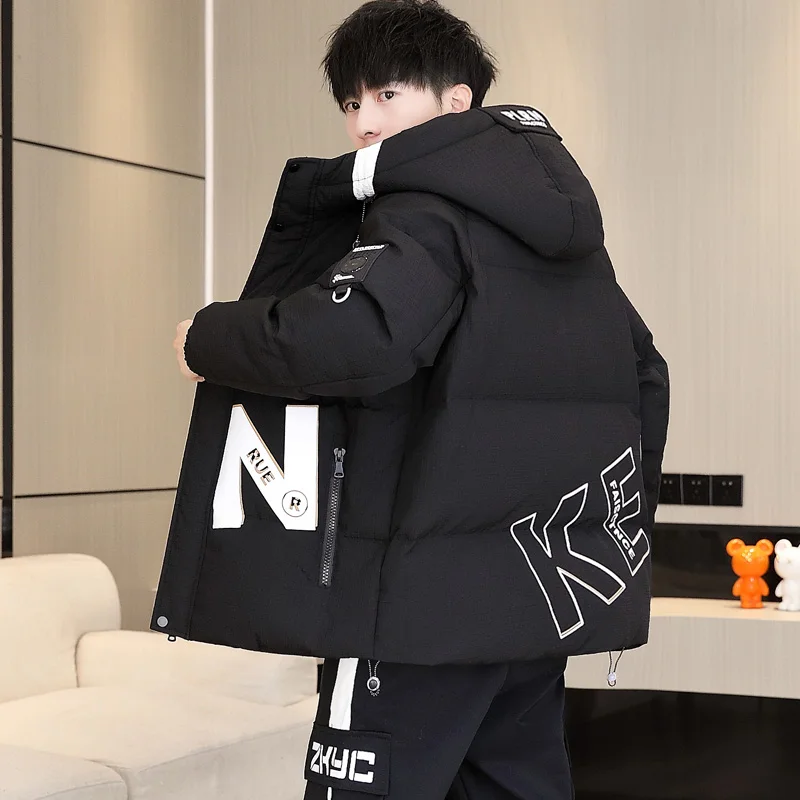 Casual Warm Hooded Cotton-Padded Jackets Winter Youth High Streetwear Loose Parkas Clothing Windproof Thicken Top Coats Clothing