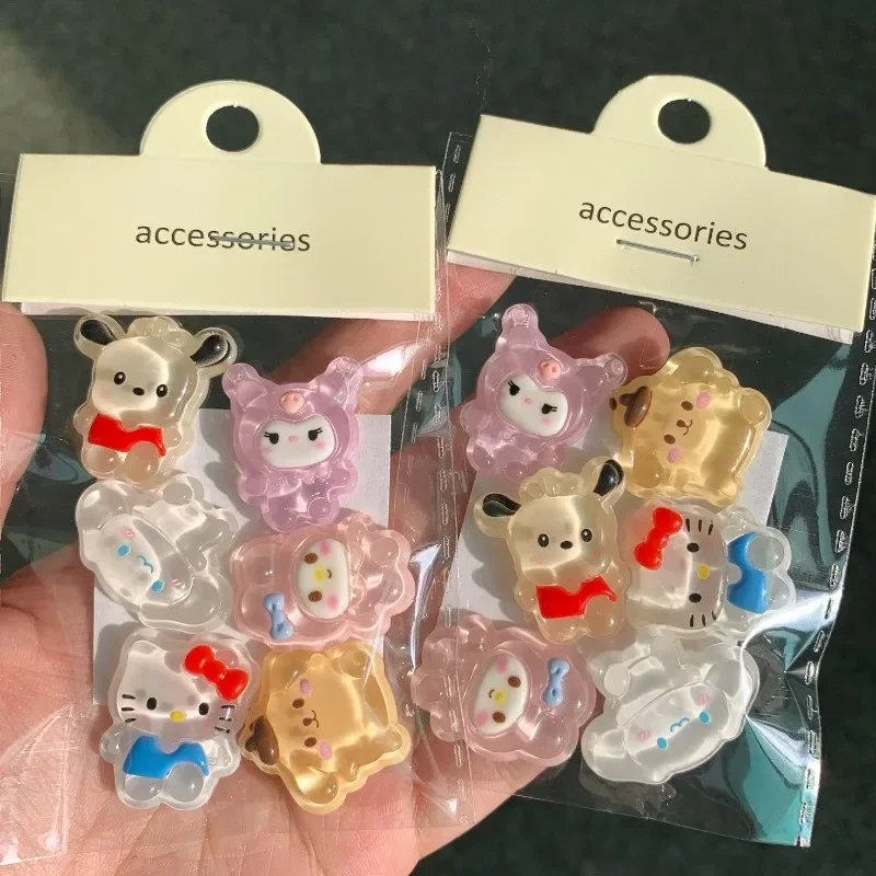 6PCS Sanrio Transparent Cinnamoroll Kuromi Stickers Mobile Phone Case Water Cup Electric Car Decoration Stickers Wholesale