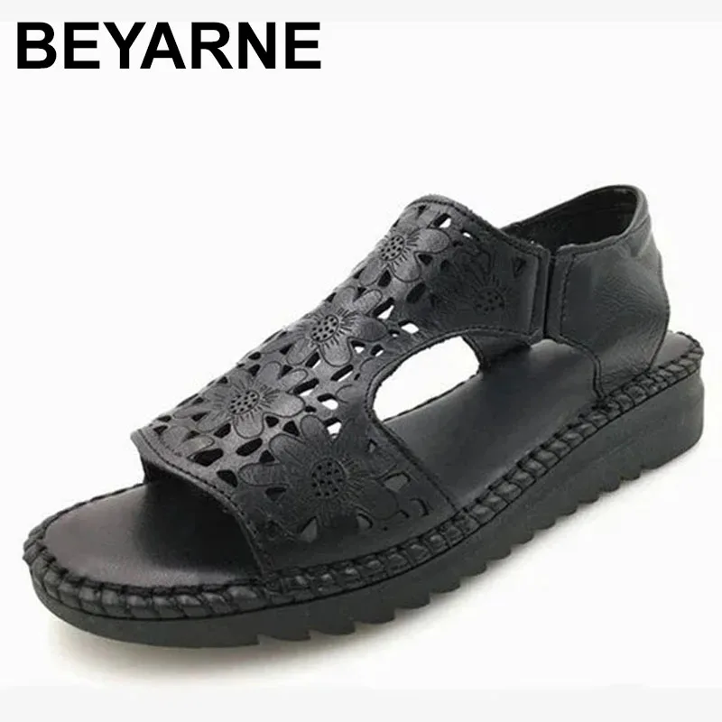 

2025 Women sandals handmade genuine leather women sandals hole shoes casual sandals women flat summer shoes