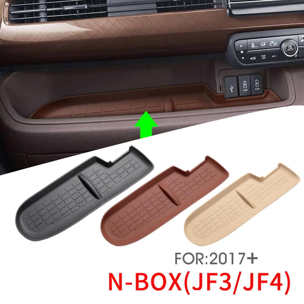 Black Co-Pilot Interior Anti-Slip Pad Gate Slot Cup Mat for Honda N-BOX NBOX JF3 JF4 2017+ Central Control Storage Mat