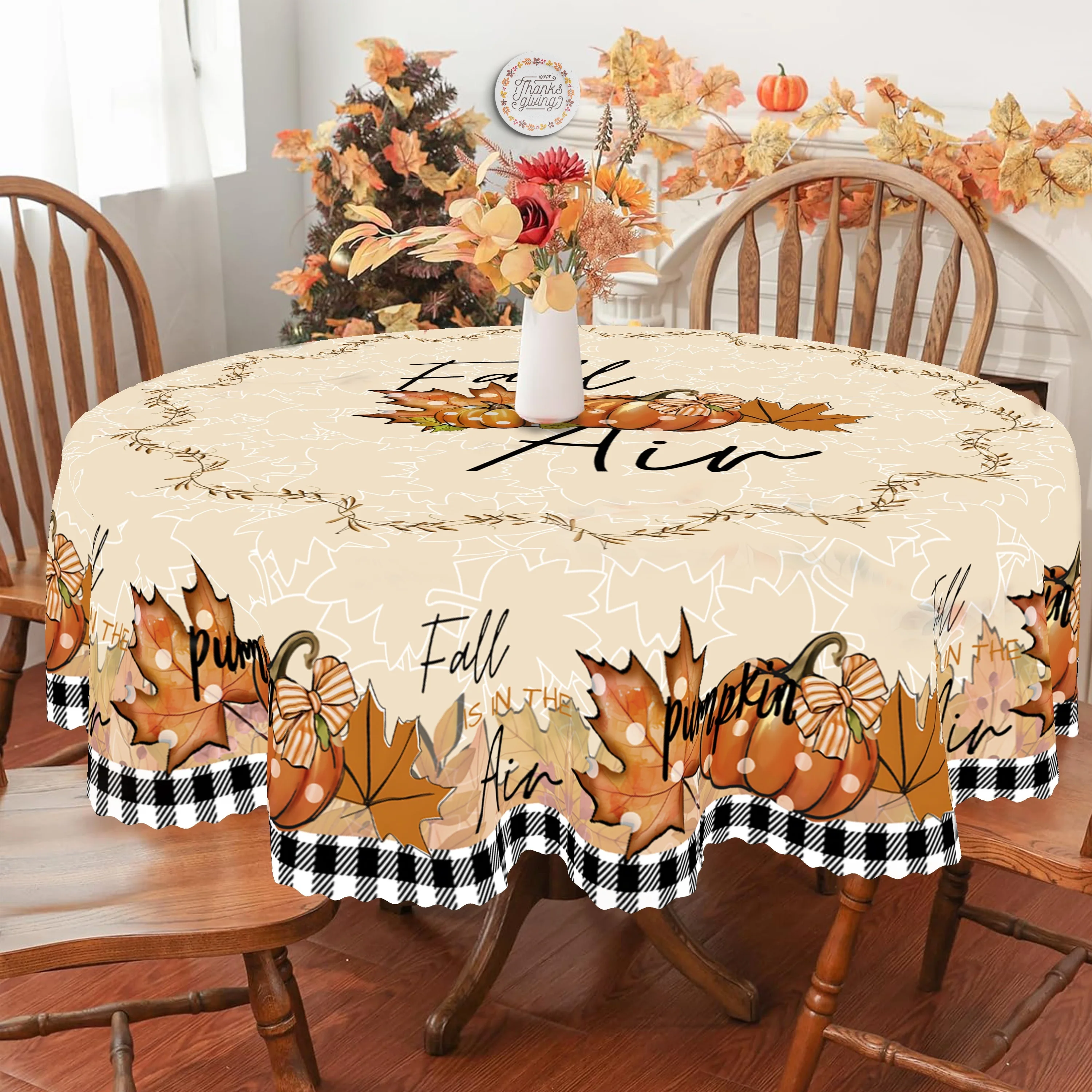 1 piece of autumn tablecloth, Thanksgiving tablecloth, farmhouse tablecloth, pumpkin and maple leaf tableclothzyc