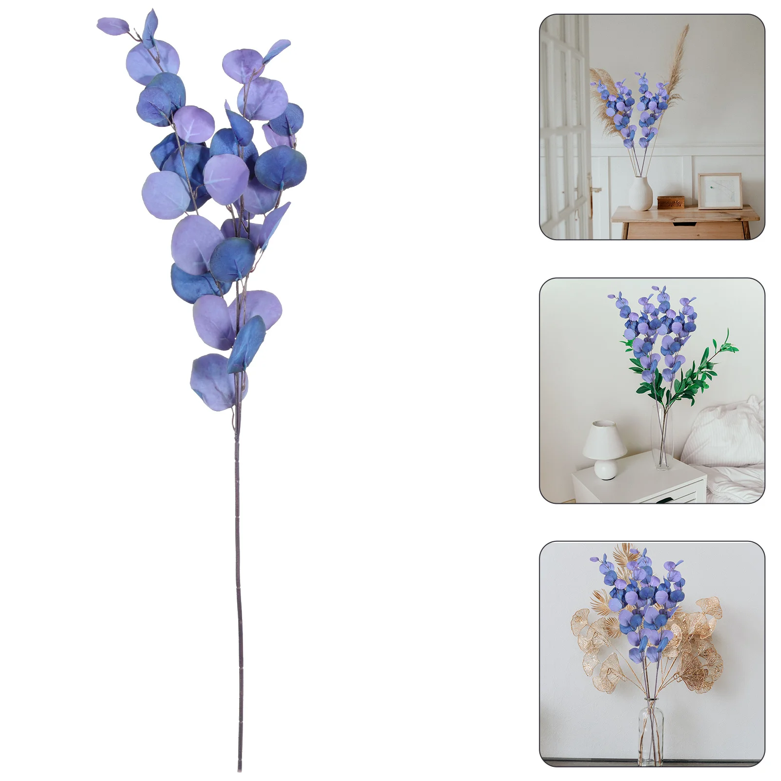 

2pcs Artificial Eucalyptus Leaves Stem Fake Plant For Home Decor Wedding Party Decoration Faux Garland Branches Simulation