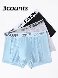 Men's underwear 3 pairs of personalized trend mesh hole boxer shorts comfortable soft breathable boxer shorts