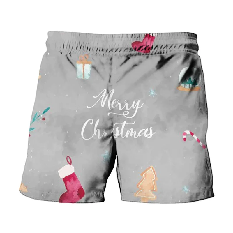 Merry Christmas New Disney Brand Mickey And Minnie Anime Print Summer Men\'s Fashion Beach Party Casual Shorts Y2K