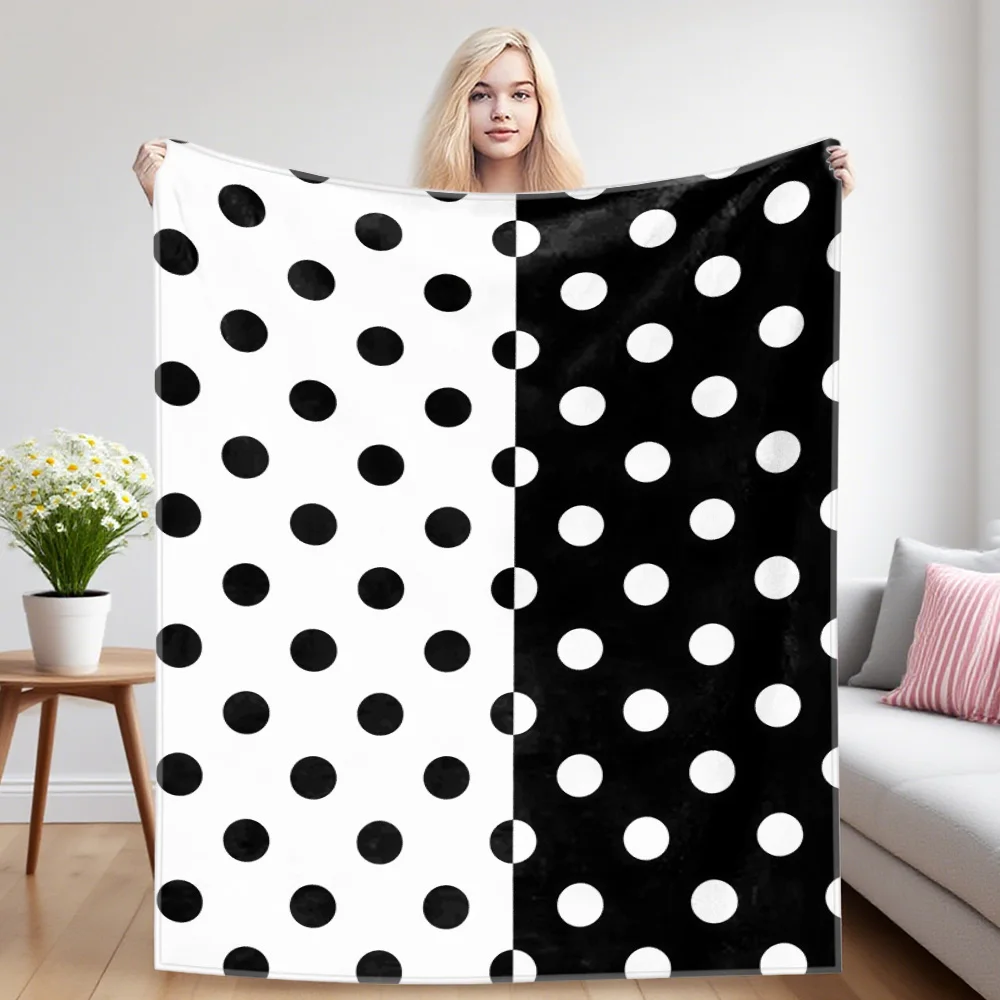 Split Polka Dots Winter And Summer Dual-Use Comfortable Flannel Blanket, Soft And Sticky Sofa Cover Blanket, Exquisite Gift