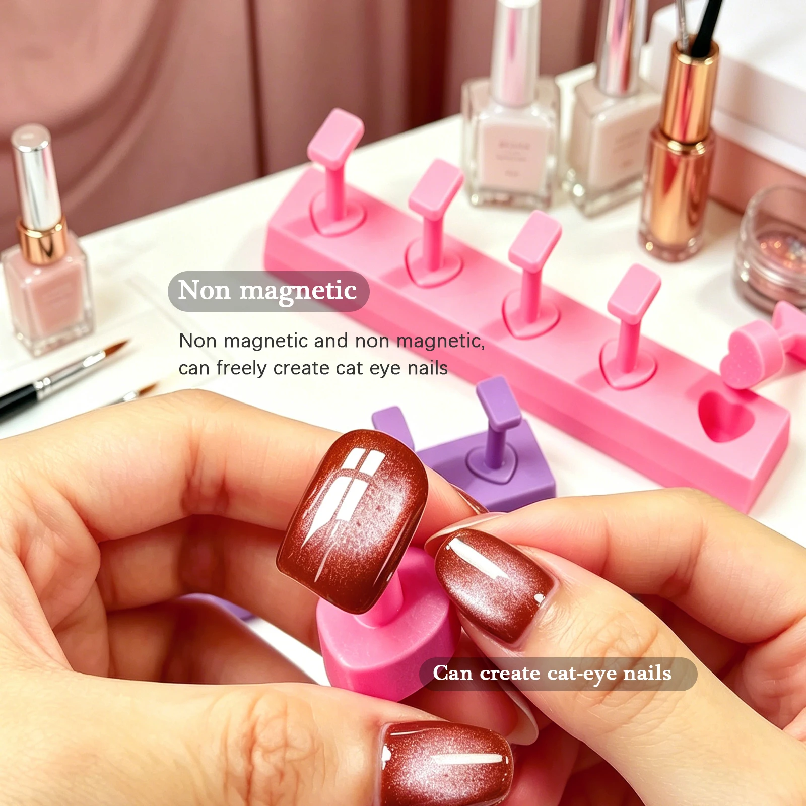 Heart-Shaped Nail Holder - Non-Magnetic White Acrylic Nail Stand, Practice Base & Display Rack, Nail Art Tools for Manicure DIY