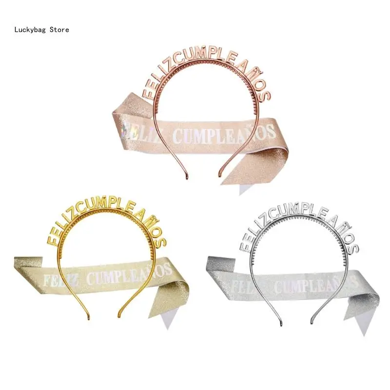 Birthday Headbands Shoulderband Set Comfortable Headwear Adjustable Hairband for Multiple Occasion