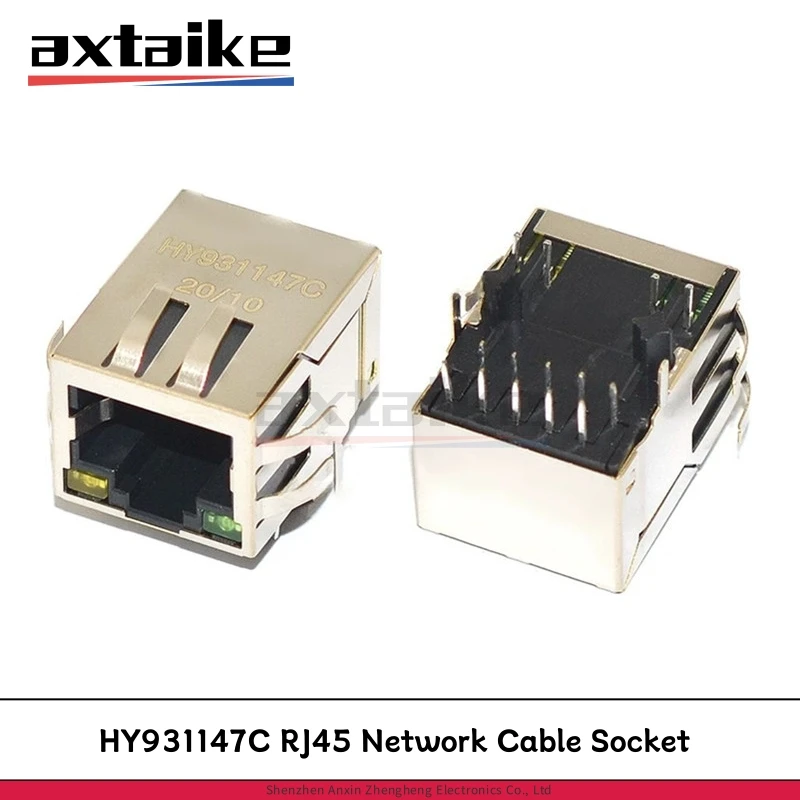 

5PCS HY931147C RJ45 Socket Gigabit Network Isolation Transformer Filter With Light Horizontal 10Pin