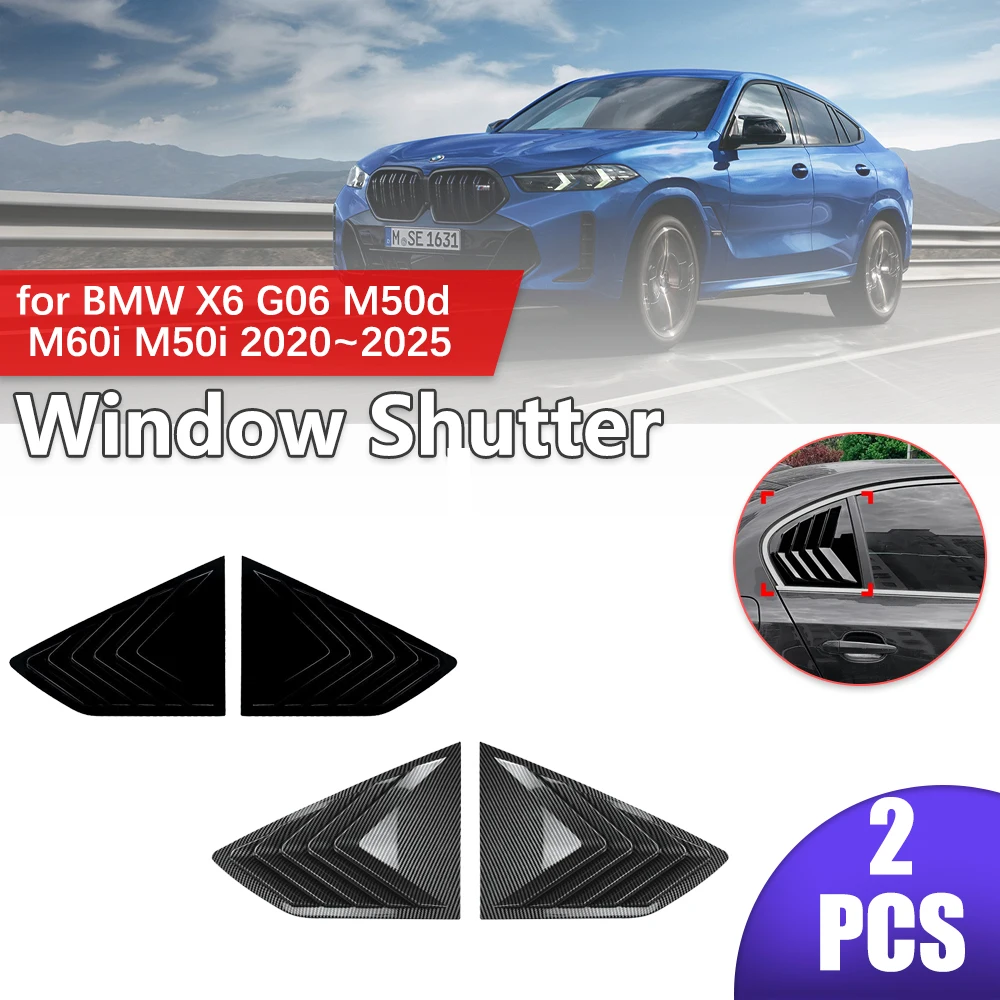 

Автомобильный станок для BMW X6 G06 M50d M60i M50i 2020 ~ 2025 2021, заднее боковое окно, жалюзи из АБС-пластика, гоночный стиль, треугольная наклейка, аксессуары