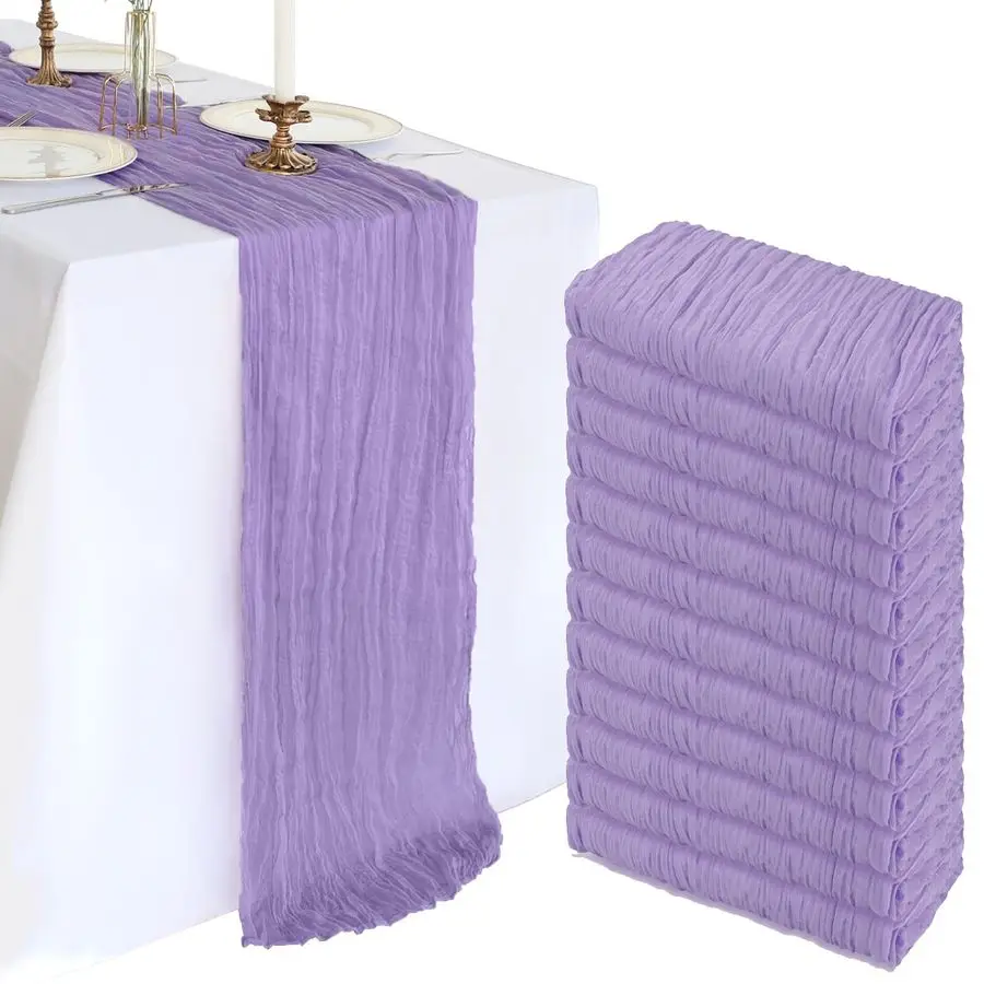 

Pack 10FT Lavender Purple Cheesecloth Table Runner 120 Inch Long Gauze Rustic Boho Cheese Cloth Table Runner Sheer Fabric for We