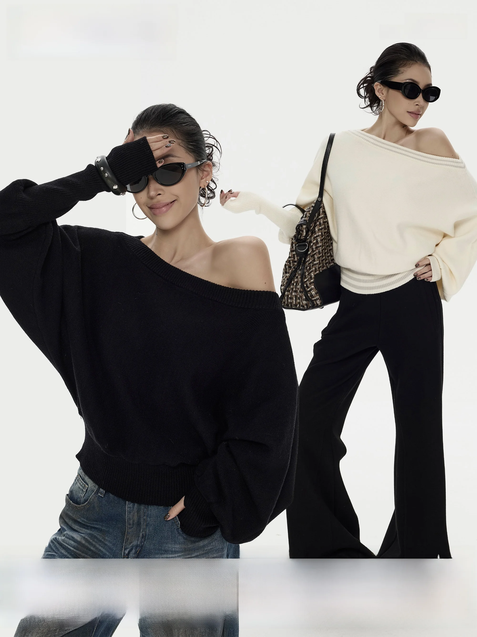 

Wild Zero oulder Loose Knitted Sweater Women's Autumn Winter New Design Street Sle Long Sve Slimming Top