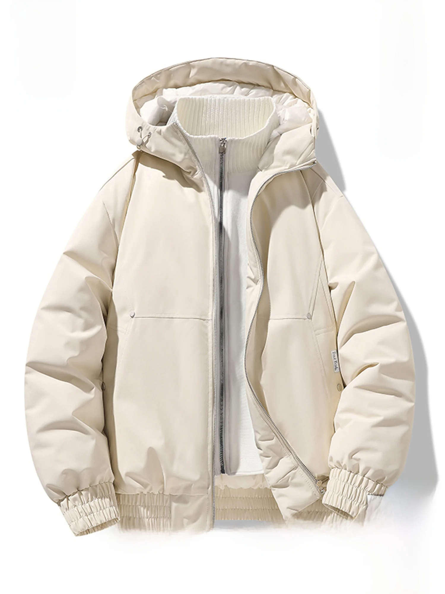 

PaulFrank Knitted Patchwork Hooded Cotton Jaet Men's Winter Warmth Outerwear Polyester Fiber Long Sve Zipper Closure Sol...