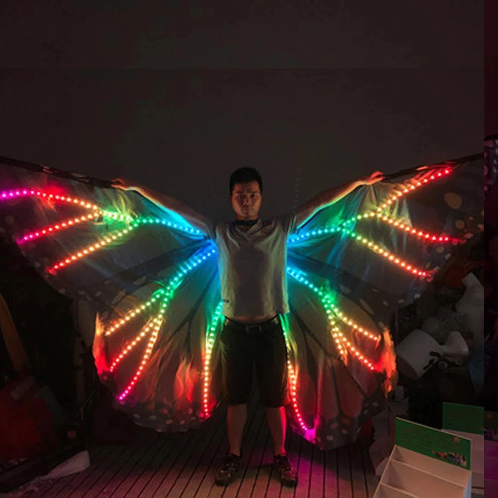 

LED Wings Luxury Stage Show Dance Wear Colorful Belly Dance Performance Costume LED Butterfly Wings