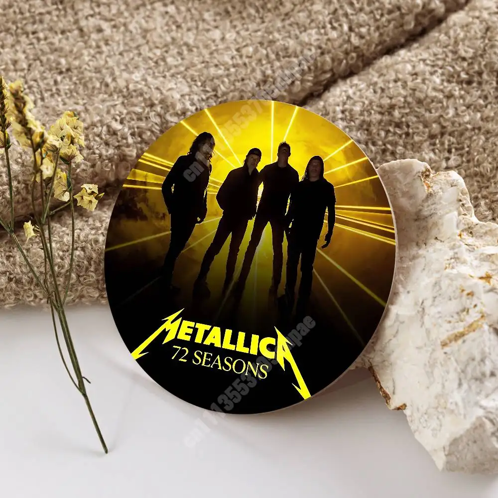 72 Seasons Band M-Metallica Wooden Cup Mat Espresso Whiskey Soda Water Coaster for Dessert Store 2