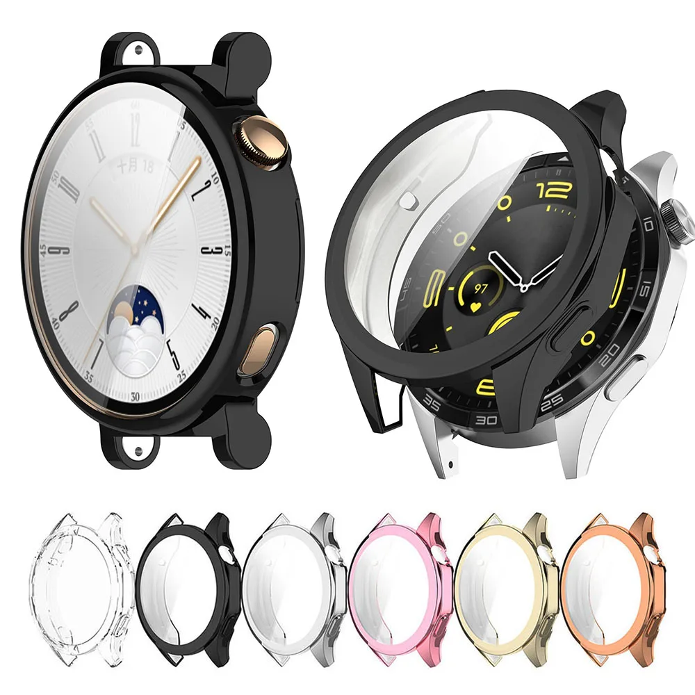 Electroplated TPU Case For Huawei Watch GT4 41mm 46mm Full Screen Protector Shell Bumper