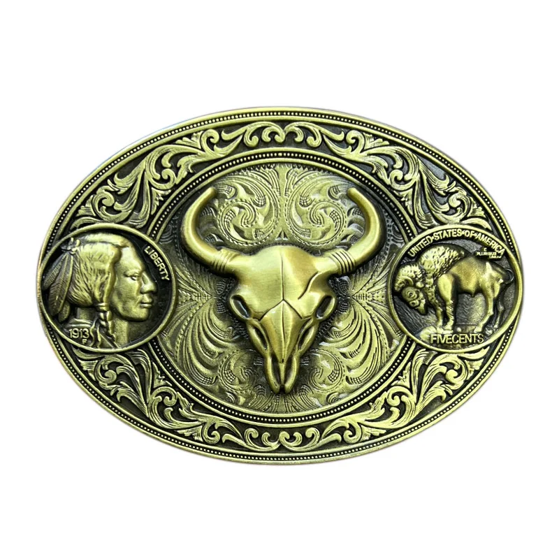 

Мужская прочная пряжка для ремня из цинкового сплава в форме бычьего черепа в западном стиле, модный аксессуар