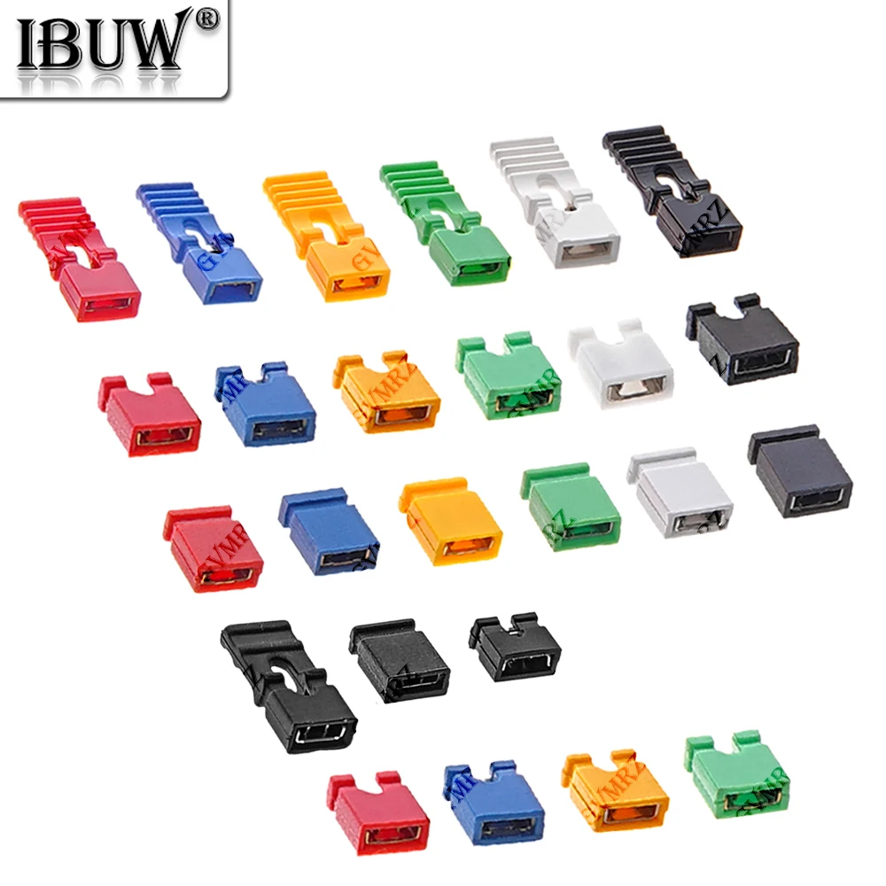 100PCS/lot 2.54mm Jumper Cap Short Circuit Block Connector Hat Closed Open Long Handle for Pin Header Male Female PCB open