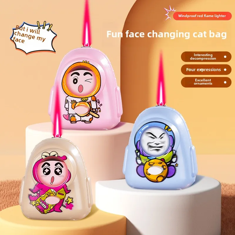 

New Butane Gas Lighter Face Changing Toy Spin Prank Inflatable Lighter Cigarette Accessories Men's Small Gift