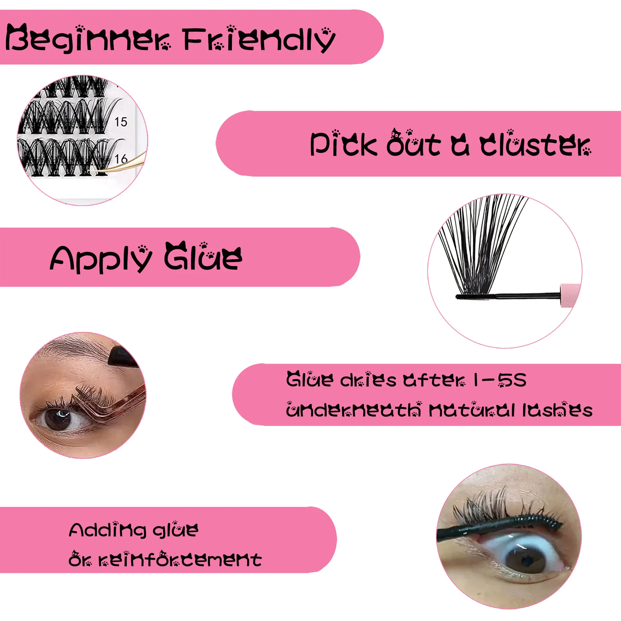 Classic Natural Individual Eyelash Extensions Faux Mink 15-20mm MIX Professionals Classic Natural Cluster Lashes Bulk