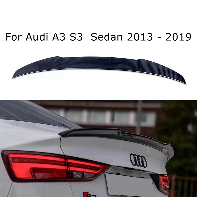 Real carbon fiber Spoiler For Audi A3 S3  Sedan 2013 - 2019 Rear Trunk Spoiler Boot Lip Wing Carbon Fiber / Forged carbon
