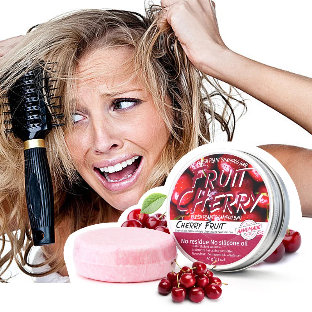 

LH-60g Honey Cherry Уход за волосами Предотвращает выпадение волос Мыло Очищающее питание Гладкое органическое твердое мыло Шампунь-бар