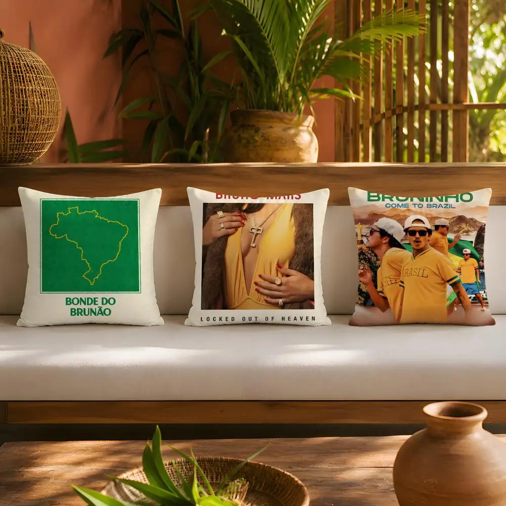 Singer Hot B-Bruno M-Mars Cushion Cover 1pc Square Plush Pillow Cover Soft Fuzzy Removable Washable Sofa Bed Bedroom Decor